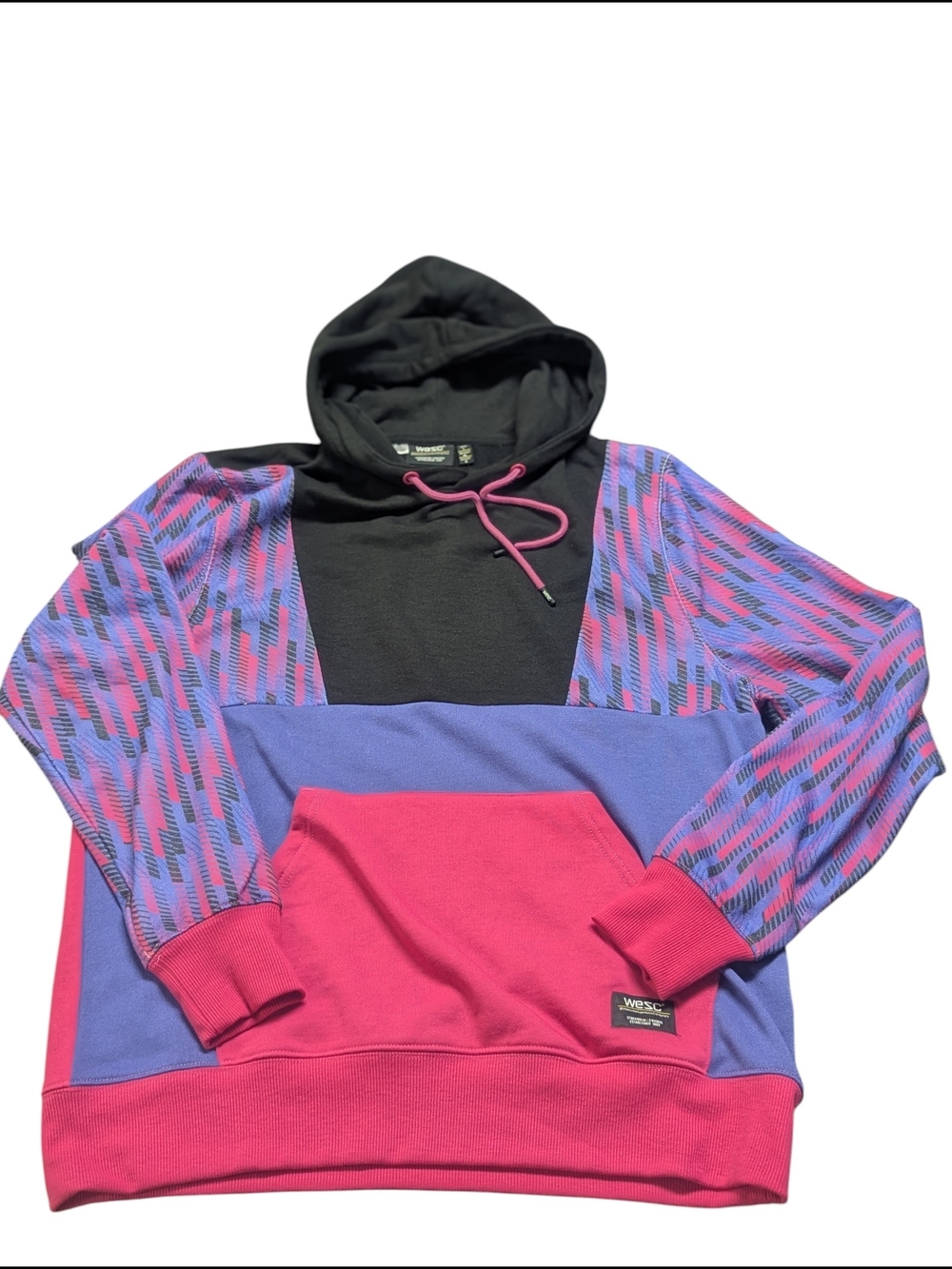 Wesc - ColorBlock Hoodie Unisex - Black, Purple & Pink
